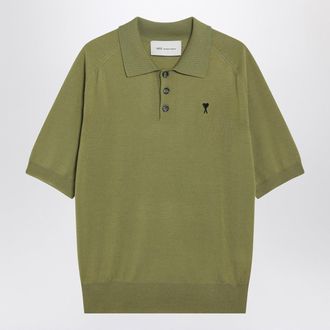 Ami Ami De Coeur Matcha Green Wool Polo Shirt