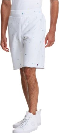 Champion C Life Reverse Weave Paint Splatter Shorts in White Men Elastic Waist