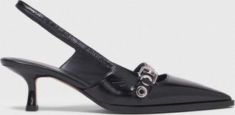 Maje Leather Pumps With Eyelet Strap - Black - Maje