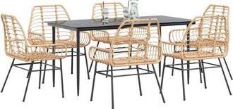 vidaXL Juego De Comedor De Jard&iacute;n 7 Pzas Rat&aacute;n Pe Marr&oacute;n Vidaxl