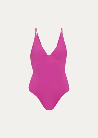 Ulla Johnson Alba Deep V One-Piece Swimsuit