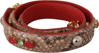 Dolce & Gabbana Brown Python Leather Crystals Shoulder Womens Strap