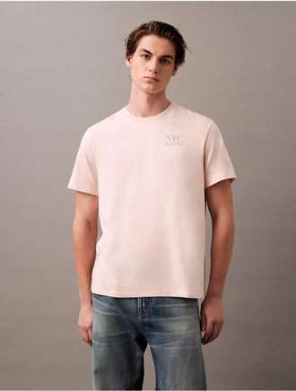 Calvin Klein Jeans Calvin Klein Mens NYC Logo Graphic Classic T-Shirt - Orange - 2XL