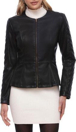 Bagatelle Zip-Up Faux Leather Jacket in Black at Nordstrom, Size X-Large