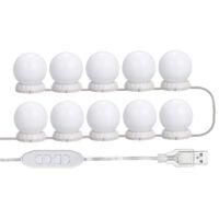 OEM Kit De Iluminaci&oacute;n Led Para Espejo De Tocador, Con 10 Bombillas Ajustables, 10 Niveles De Brillo Y 3 Modos De Iluminaci&oacute;n, Tipo Usb, Blanco - Blanco -