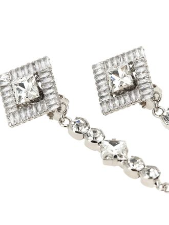 Alessandra Rich Crystal and Pearl Chandelier Earrings - Silver