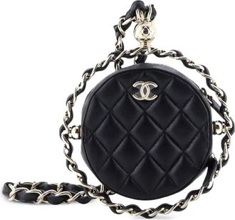 Chanel Frame Chain Around Round with Chain Quilted Lambskin Mini clutch bag - Nero