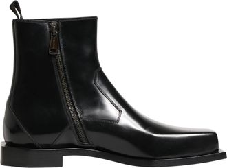 Dolce & Gabbana Black Leather Zip Closure Ankle Boots Mens Shoes