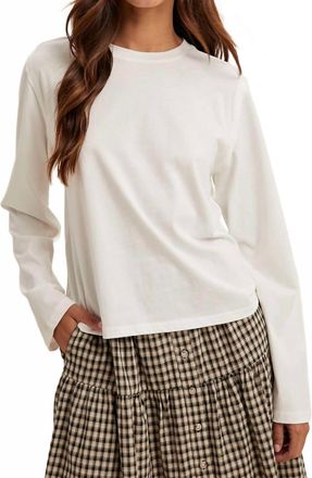 Wishlist Basic Long Sleeve Raw Edge Tee In White