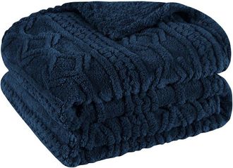Superior Boho Knit Jacquard Fleece Plush Fluffy Blanket