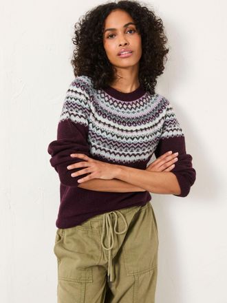Fat Face FatFace Franki Purple Fairisle Knitted Crew Neck Jumper