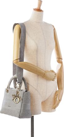 Dior Pre-owned Womens Caro Mini Bag Tote - Light Grey Textile - One Size