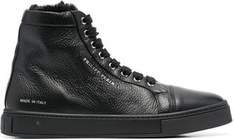Philipp Plein shearling lined high-top sneakers - unisex - Leather - 36 - Black