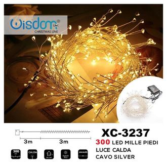 Trade Shop Trade Shop - Catena Luminosa 300 Led Mille Piedi Effetto Ramo Luce Calda A Batteria Xc-3237