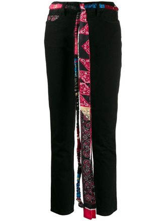 Alanui silk bandana skinny jeans - women - Silk/Cotton/Cotton - 25 - Black