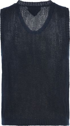 Prada Womens Knitted Vest Blue Cashmere Knitwear Sweater