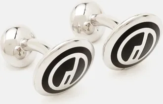 Dunhill Black Inlay Silver Tone Cufflinks