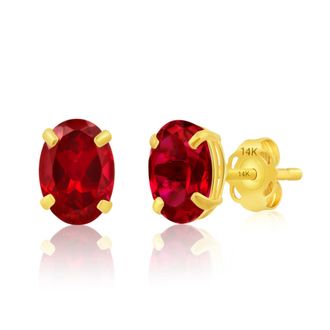 MAX + STONE 14k Yellow or White Gold 7x5mm Oval Stud Earrings with Push Backs