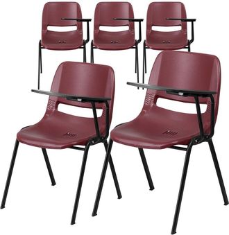 Flash Furniture 5 Pk. Burdy Ergonomic Shell Chair with Left Handed Flip-Up Tablet Arm