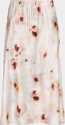 Vince Watercolor Floral Midi Skirt
