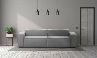 Talamo Italia Talamo Italia Sof&aacute; Fijo Simona, Sof&aacute; Modular Lineal De 3 Plazas, 100% Made In Italy, Sof&aacute; De Sal&oacute;n Moderno En Tela., Cm 260x95h70, Gris, Con Embalaje 