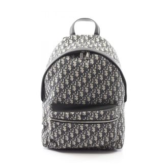 Dior Beige Black Navy Canvas Leather Backpack (Pre-Owned)