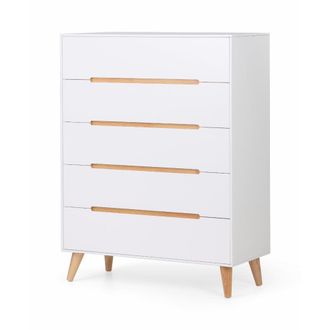 Julian Bowen Alicia Chest Of Drawers With 5 Drawers 90cm - White - Julian Bowen | TJ Hughes