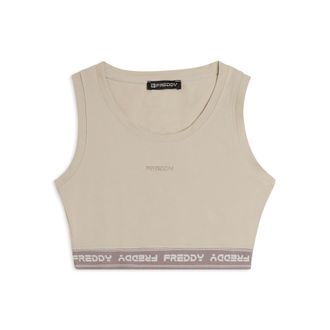 Freddy Top sportivo in heavy jersey stretch con elastico logato