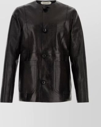 Namacheko leather jacket with long sleeves and front pockets
