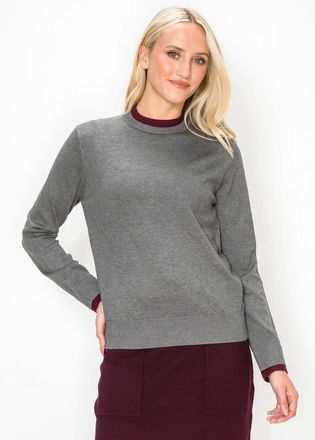YAL New York Layered Look Knit Top in Heather Grey
