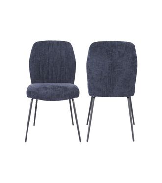 Home Heavenly Pack de 2 sillas de tela en color azul y patas negras 89 x 61 x 47 cm