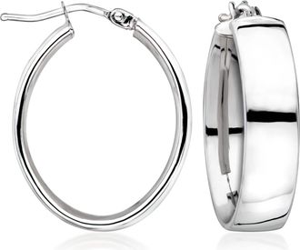 Ross-Simons Italian 14kt White Gold Wide Oval Hoop Earrings