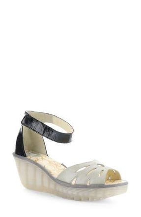 FLY London Yelu Platform Wedge Sandal in Light Silver/Black at Nordstrom Rack, Size 10-10.5Us / 41Eu