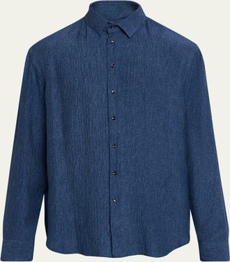 Giorgio Armani Mens Silk Button-Down Shirt