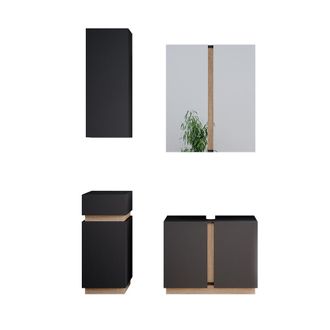 Vicco Conjunto De Muebles De Ba&ntilde;o Gloria, Antracita, 4 Piezas