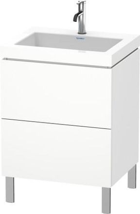 Duravit Lavamanos Para Muebles Duravit L-cube Con Base De Pie, 60x48 Cm, 2 Extra&iacute;bles, Sin Rebosadero, 3 Agujeros Para Grifos, Color: Roble Oscuro Cepillado C
