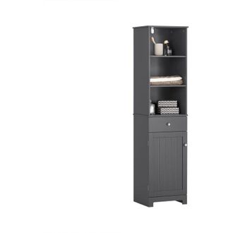 SoBuy Sobuy - Tall Bathroom Cabinet Bathroom Storage Cabinet with 3 Shelves 1 Drawer 1 Cabinet,BZR17-DG