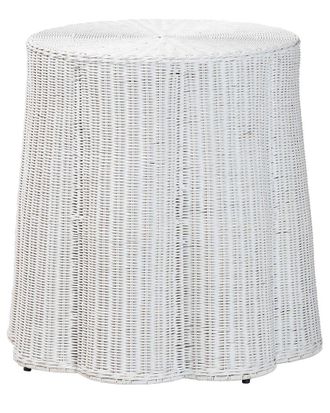 Baxton Studio Palm Bohemian Scalloped Rattan End Table