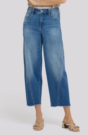 NYDJ Alyssa Frayed Crop Relaxed Tapered Jeans in Pacifica at Nordstrom, Size 10