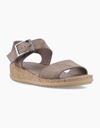 Hush Puppies Womens Hush Puppies Ellie Leather Womens Fossil Sandals - Grey - Size: 4