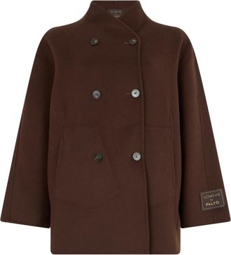 Slowear Dubbele Rij Wol Jas - Dames - Mantel - Bruin - M - Wol - Jassen