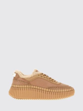 Chlo&eacute; Nama Suede Platform Trainers with Shearling Lining