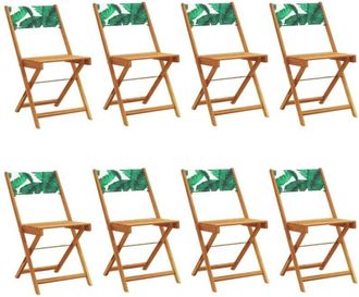 vidaXL Vidaxl - Folding Garden Chairs 8 pcs Green Fabric and Solid Wood