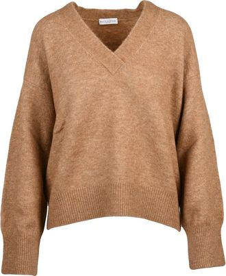 Ballantyne Alpaca-Wool Blend V-Neck Sweater with Relaxed Fit