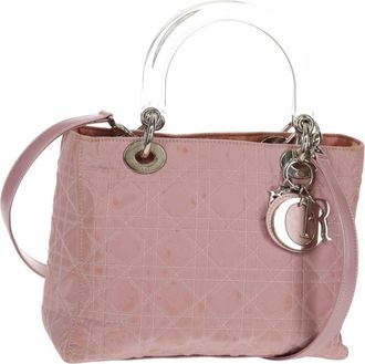 Dior Lady Dior Bag Nylon Pink Nylon Handbag (Pre-Owned)