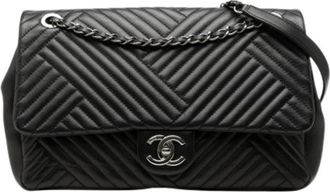 Chanel Pre-owned Classic Flap Schoudertas - Dames - Vintage Schoudertas - Zwart - ONE Size - Leer - Vintage