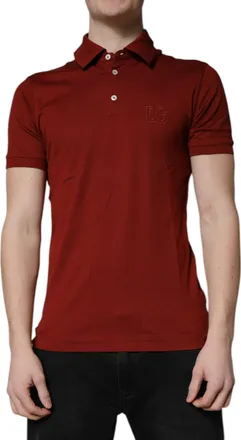 Dolce & Gabbana Red Cotton DG Logo Collared Men Polo Mens T-shirt