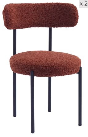 Nordlys Set of 2 Scandinavian Metal Dining Room Chairs in Red