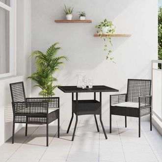vidaXL Conjunto De Comedor De Jard&iacute;n 3 Pcs Negro Polirat&aacute;n Vidaxl
