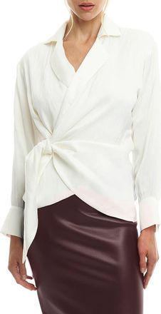 LBLC The Label Faith Long Sleeve Wrap Top in Ivory at Nordstrom Rack, Size X-Small